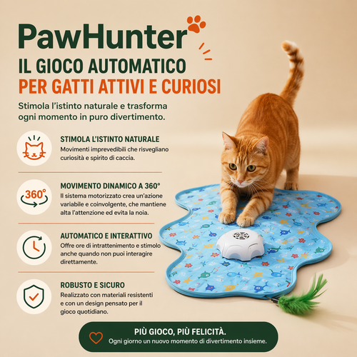 PawHunter™  - Gioco teaser automatico per gatti attivi